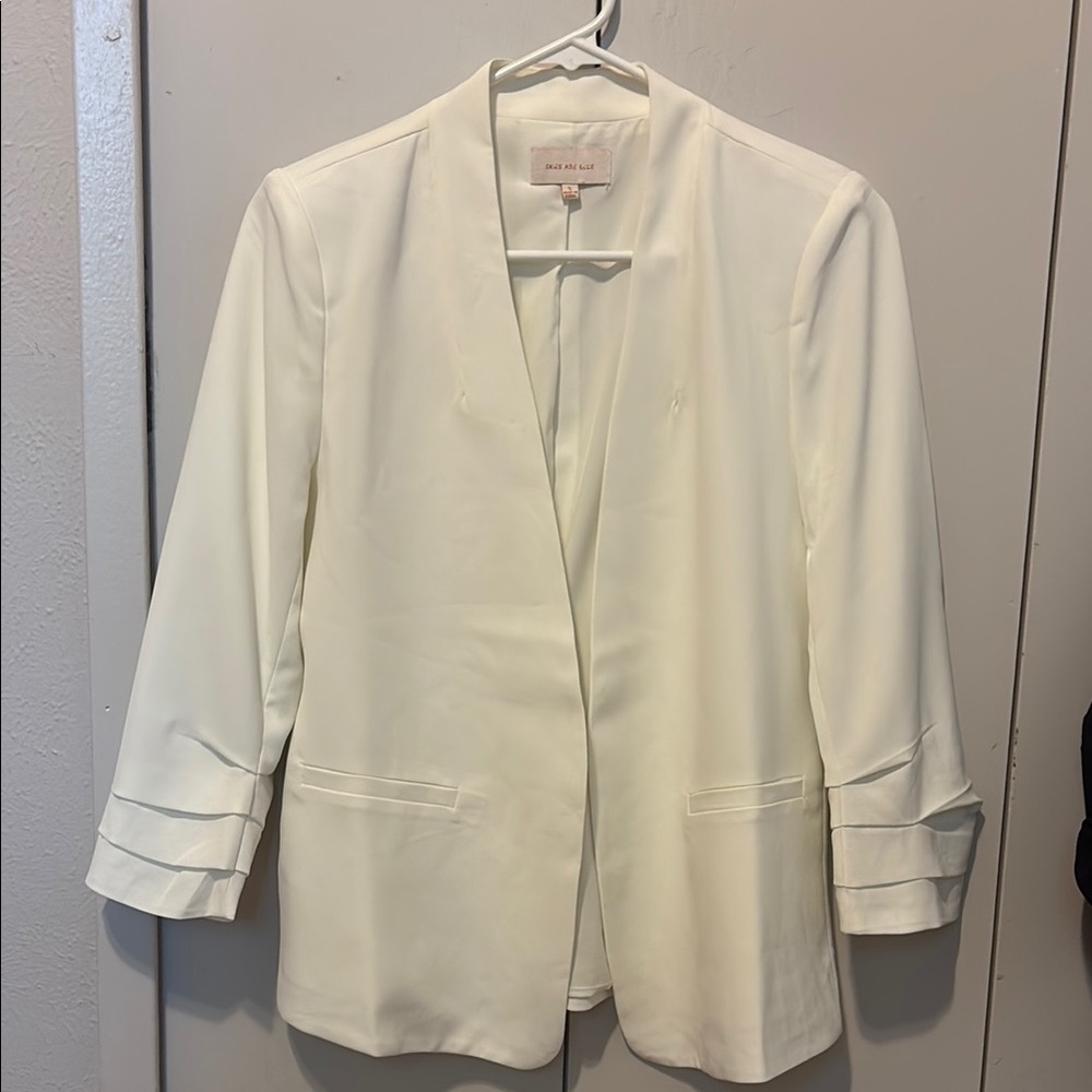 Skies Are Blue White Blazer Tailored Minimalist Design